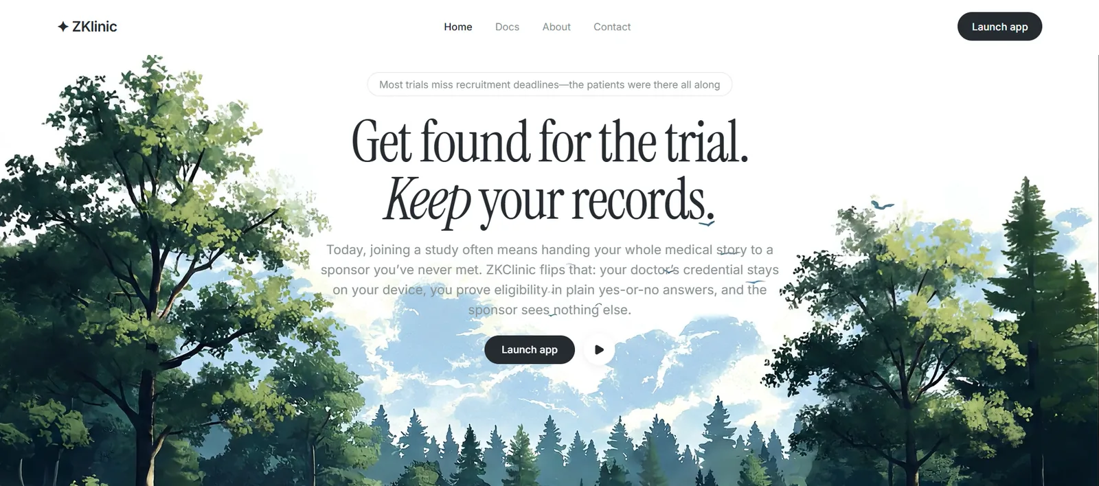 ZKlinic — Prove you qualify for a clinical trial without handing over your records.